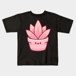 Cute Pink Cactus in Kawaii Style | Kawaii Plant Illustration | Cute Kawaii House Plant Kids T-Shirt